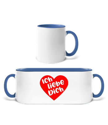 Ich Liebe Dich - Tasse zweifarbig - Weiß / Blau - Vorne