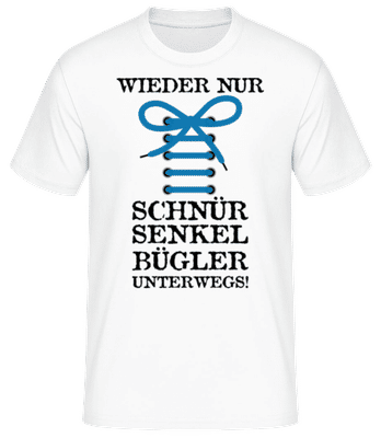 Schnürsenkelbügler - Männer Basic T-Shirt - Weiß - Vorne