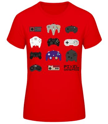 Konsolen Controller Pixel - Frauen T-Shirt B&C - Rot - Vorne