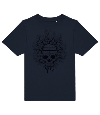 Skull Indian Tattoo - Kids B&C T-Shirt - Navy - Front