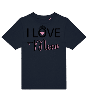 I Love Mom Pink - Kids B&C T-Shirt - Navy - Front