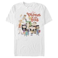 Disney Classics - Phineas and Ferb - Skupina The Group - Men's T-Shirt - White - Front