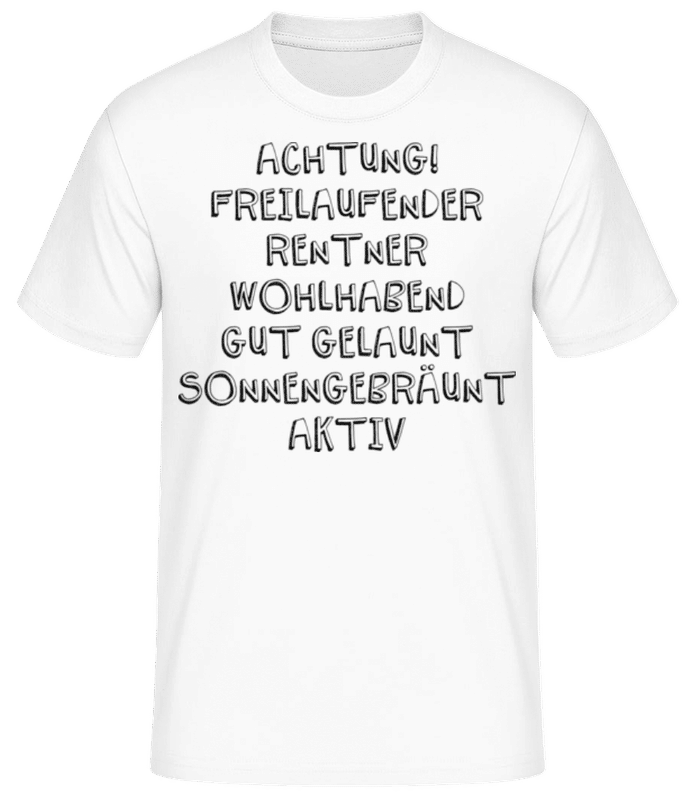 Vorschau: Freilaufender Rentner - Männer Basic T-Shirt - Weiß - Vorne