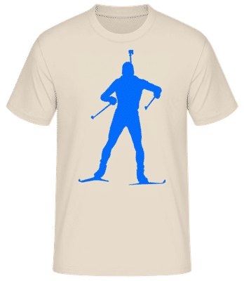 Biathlon Blue 1 - Männer Basic T-Shirt - Creme - Vorne