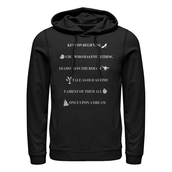 Aperçu: Disney - Princesses Disney - Skupina Royal Quotes - Unisex Sweat à capuche - Noir - Devant