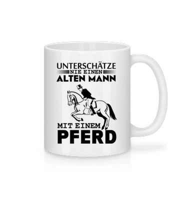 Alter Mann Mit Pferd - Tasse - Weiß - Vorne