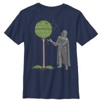 Star Wars - Darth Vader Death Star Bush - Kids T-Shirt - Navy - Front