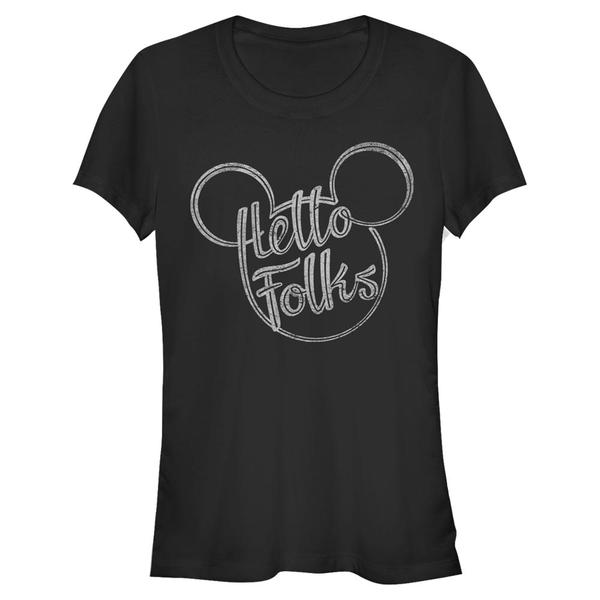Aperçu: Disney - Mickey Mouse - Mickey Mouse Hello Folks - Femme T-shirt - Noir - Devant