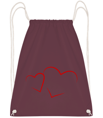Cœurs - Sac à dos Drawstring - Bordeaux - Vorn