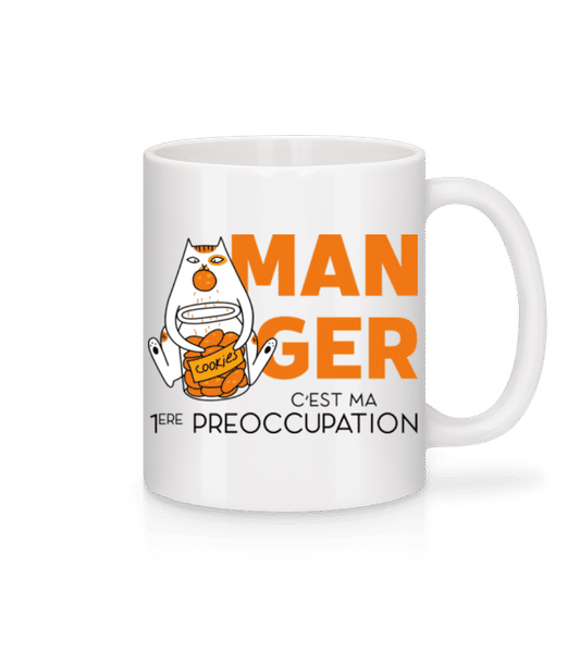 Aperçu: Manger C’est Ma 1 Ère Préoccupation - Mug en céramique blanc - Blanc - Devant