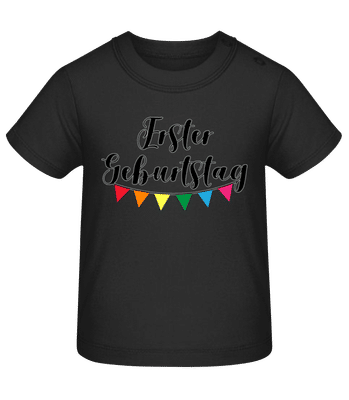 Erster Geburtstag - Baby T-Shirt - Schwarz - Vorne