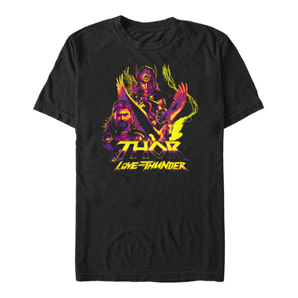 Vorschau: Marvel - Thor Love and Thunder - Gruppe Thunder Character Pyramid - Männer T-Shirt - Schwarz - Vorne