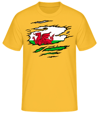 Ripped Flag Wales - Men's Basic T-Shirt - Golden yellow - Front