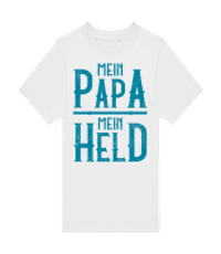 Mein Papa Mein Held Türkis - Kinder T-Shirt B&C - Weiß - Vorne