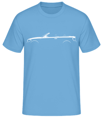 'BMW 1 Series Cabrio (E88)' Silhouette - T-shirt standard Homme - Bleu clair - Devant