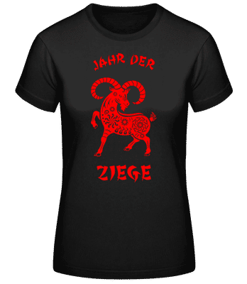 Chinesisches Zeichen Jahr Der Ziege - Frauen Basic T-Shirt - Schwarz - Vorne