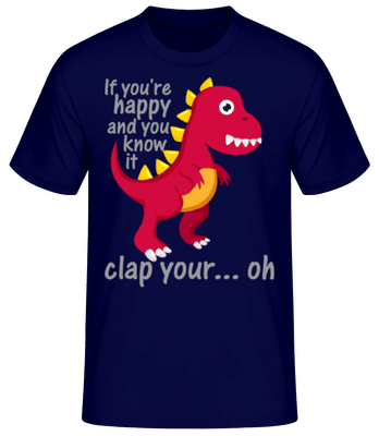 T-Rex Clap You Hands - Männer Basic T-Shirt - Marine - Vorne