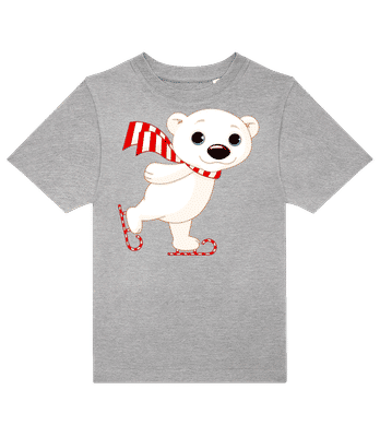 Schlittschuh Eisbär - Kinder T-Shirt B&C - Grau meliert - Vorne