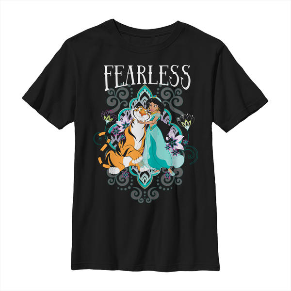 Aperçu: Disney - Aladin - Jasmine & Rajah Courageous Jasmine - Enfant T-shirt - Noir - Devant