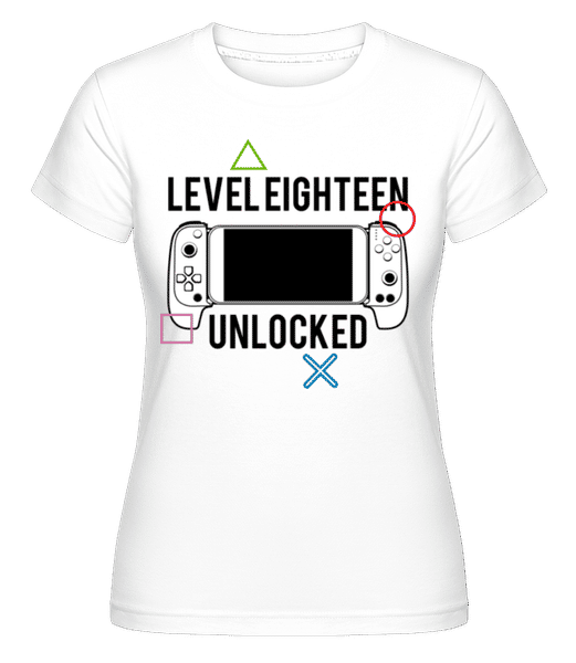Aperçu: Level Eighteen Unlocked -  T-shirt Shirtinator femme - Blanc - Devant