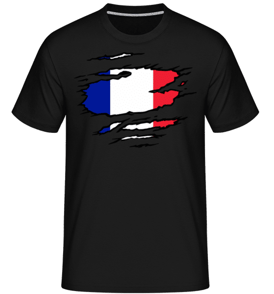 Aperçu: Drapeau mûré France -  T-Shirt Shirtinator homme - Noir - Devant