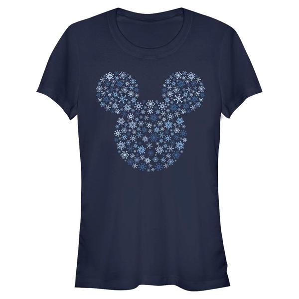 Aperçu: Disney Classics - Mickey Mouse - Mickey Mouse Mickey Ear Snowflakes - Femme T-shirt - Bleu marine - Devant
