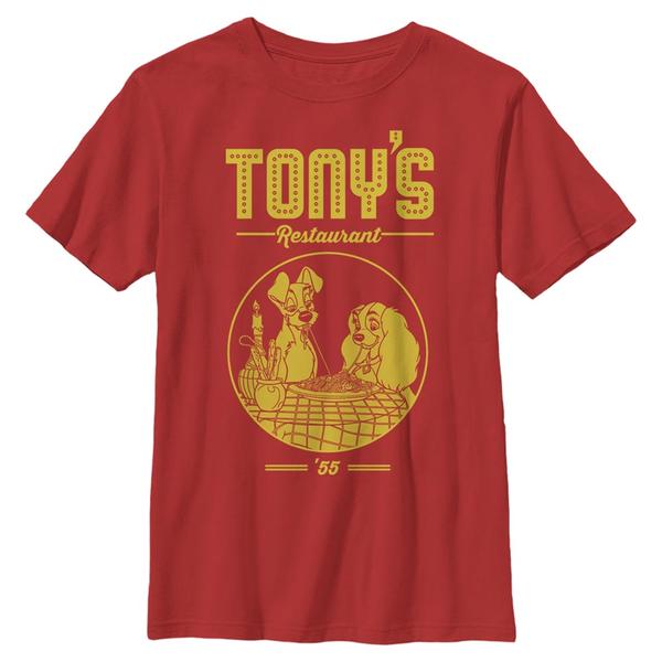 Preview: Disney Classics - Lady and the Tramp - Lady and the Tramp Tonys Restaurant - Kids T-Shirt - Red - Front