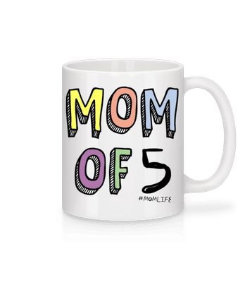 Mom Of 5 Momlife - Mug en céramique blanc - Blanc - Devant