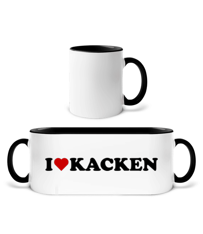 Vorschau: I Love Kacken - Tasse zweifarbig - Weiß / Schwarz - Vorne