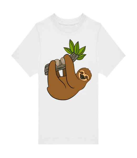 Aperçu: Paresseux Se Bloque Sur La Branche - T-shirt homme B&C - Blanc - Devant