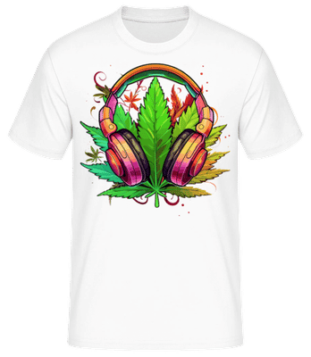 Music And Weed - Men's Basic T-Shirt - White - Front