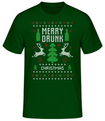 Merry Drunk Christmas - Männer Basic T-Shirt - Flaschengrün - Vorne