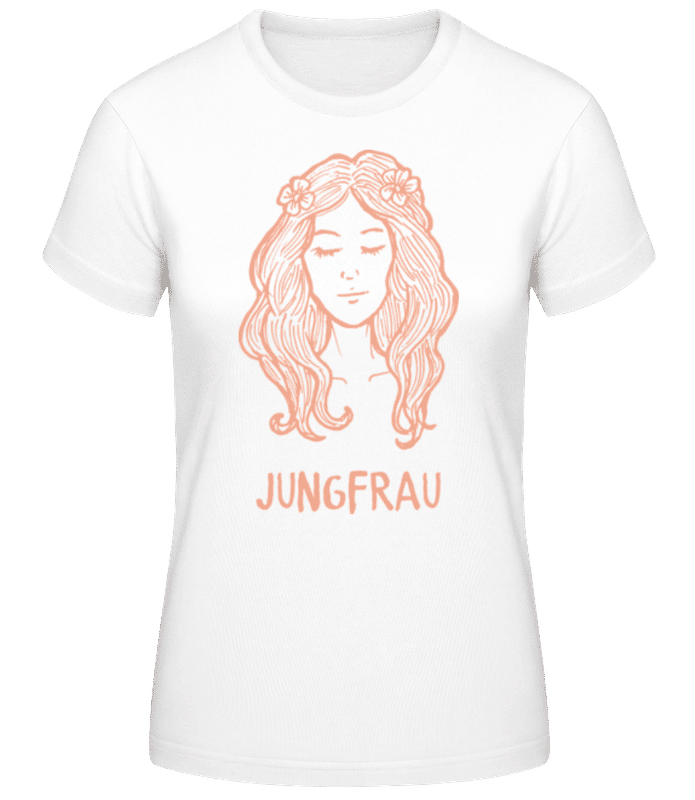Vorschau: Kritzel Stil Sternzeichen Jungfrau - Frauen Basic T-Shirt - Weiß - Vorne