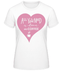 Láska a káva - Dámske basic tričko - Biela - Predné