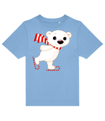 Schlittschuh Eisbär - Kinder T-Shirt B&C - Hellblau - Vorne