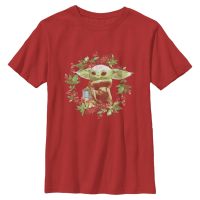 Star Wars - The Mandalorian - The Child Harking Herald - Navidad - Niños Camiseta - Rojo - delante
