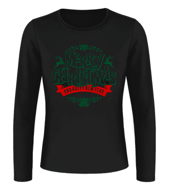 Merry Christmas Label - T-shirt à manches longues standard Femme - Noir - Devant