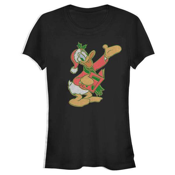 Aperçu: Disney Classics - Mickey Mouse - Donald Duck Duck Carols - Christmas - Femme T-shirt - Noir - Devant