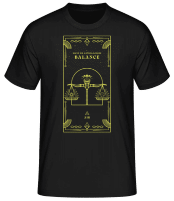 Art Déco Signe Astrologique Balance - T-shirt standard Homme - Noir - Devant