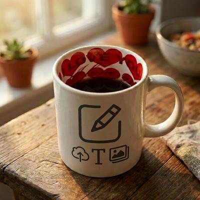Tasse mit Herz (innen) - Weiß