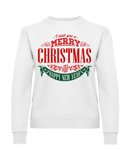 Aperçu: Merry Christmas Label - Sweatshirt Femme - Blanc - Devant