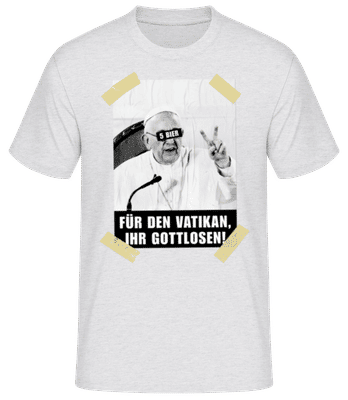 5 Bier Für Den Vatikan - Männer Basic T-Shirt - Grau meliert - Vorne