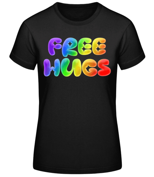 Aperçu: Free Hugs CSD Gay LGBTQ Rainbow - T-shirt standard Femme - Noir - Devant
