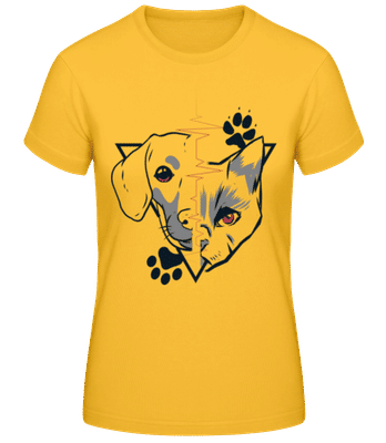 Cat And Dog - T-shirt standard Femme - Jaune doré - Devant
