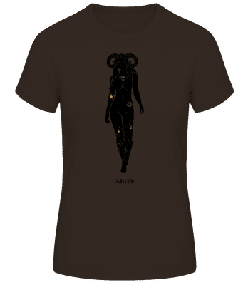 Female Zodiac Sign Aries - Women's Basic T-Shirt - Brown - Front