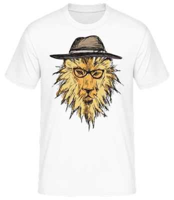 Hipster Lion With Hat - Camiseta básica para hombre - Blanco - delante