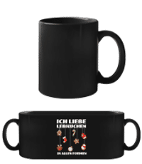 Ich Liebe Lebkuchen - Schwarze Tasse - Schwarz - Vorne