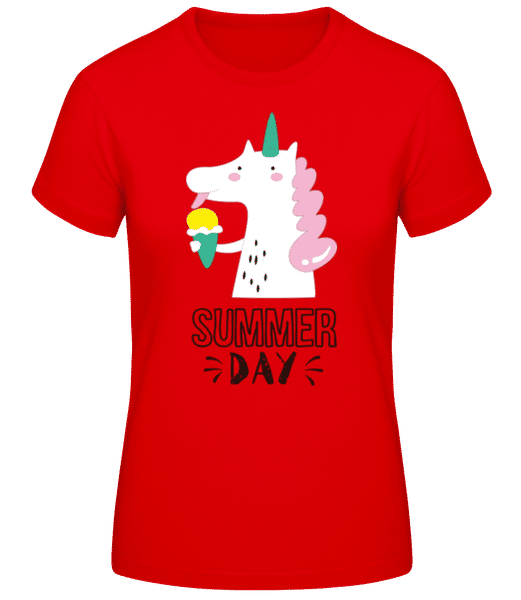 Aperçu: Summer Day Unicorn - T-shirt standard Femme - Rouge - Devant