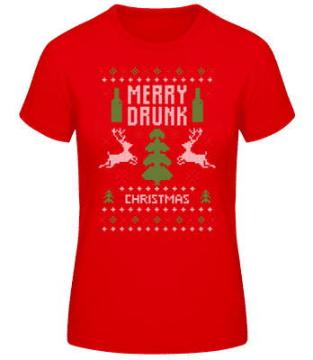 Merry Drunk Christmas - Women's Basic T-Shirt - Red - Front
