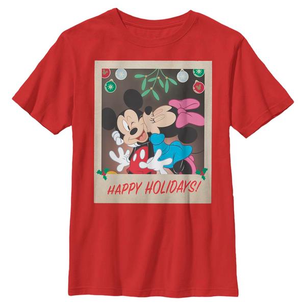 Preview: Disney Classics - Mickey Mouse - Mickey & Minnie Holiday Polaroid - Christmas - Kids T-Shirt - Red - Front